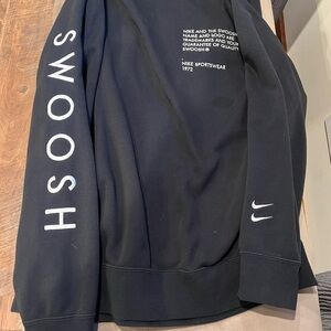 Nike Black Swoosh Pullover Sweatshirt with White Logos